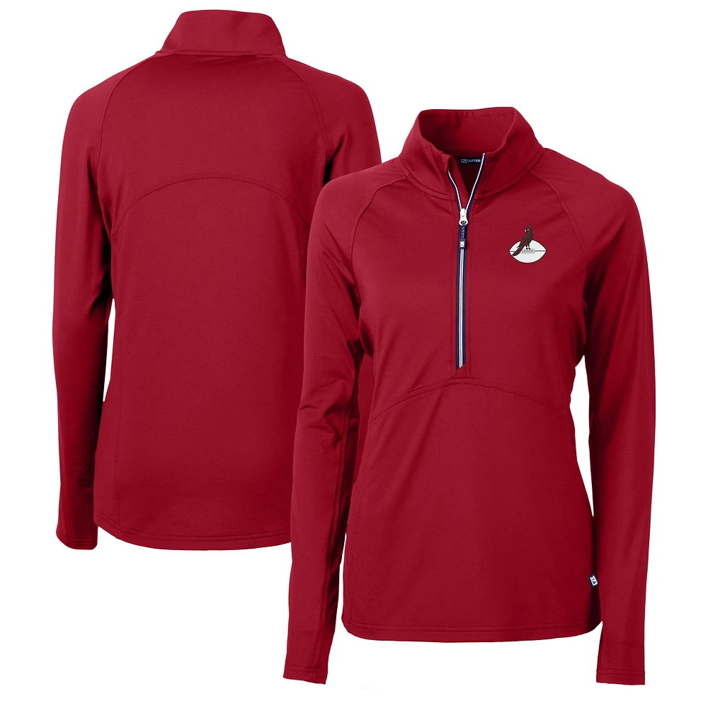 Women's Cutter & Buck Red Arizona Cardinals Historical Adapt Eco Knit Stretch Recycled Raglan Half-Zip Top