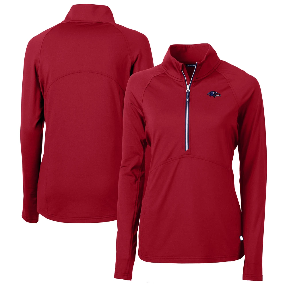 Women's Cutter & Buck Red Baltimore Ravens Americana Adapt Eco Knit Stretch Recycled Raglan Half-Zip Top