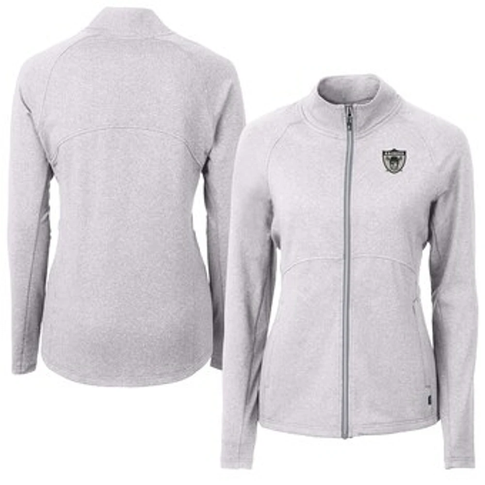 Women's Cutter & Buck Heather Gray Las Vegas Raiders Adapt Eco Knit Full-Zip Jacket