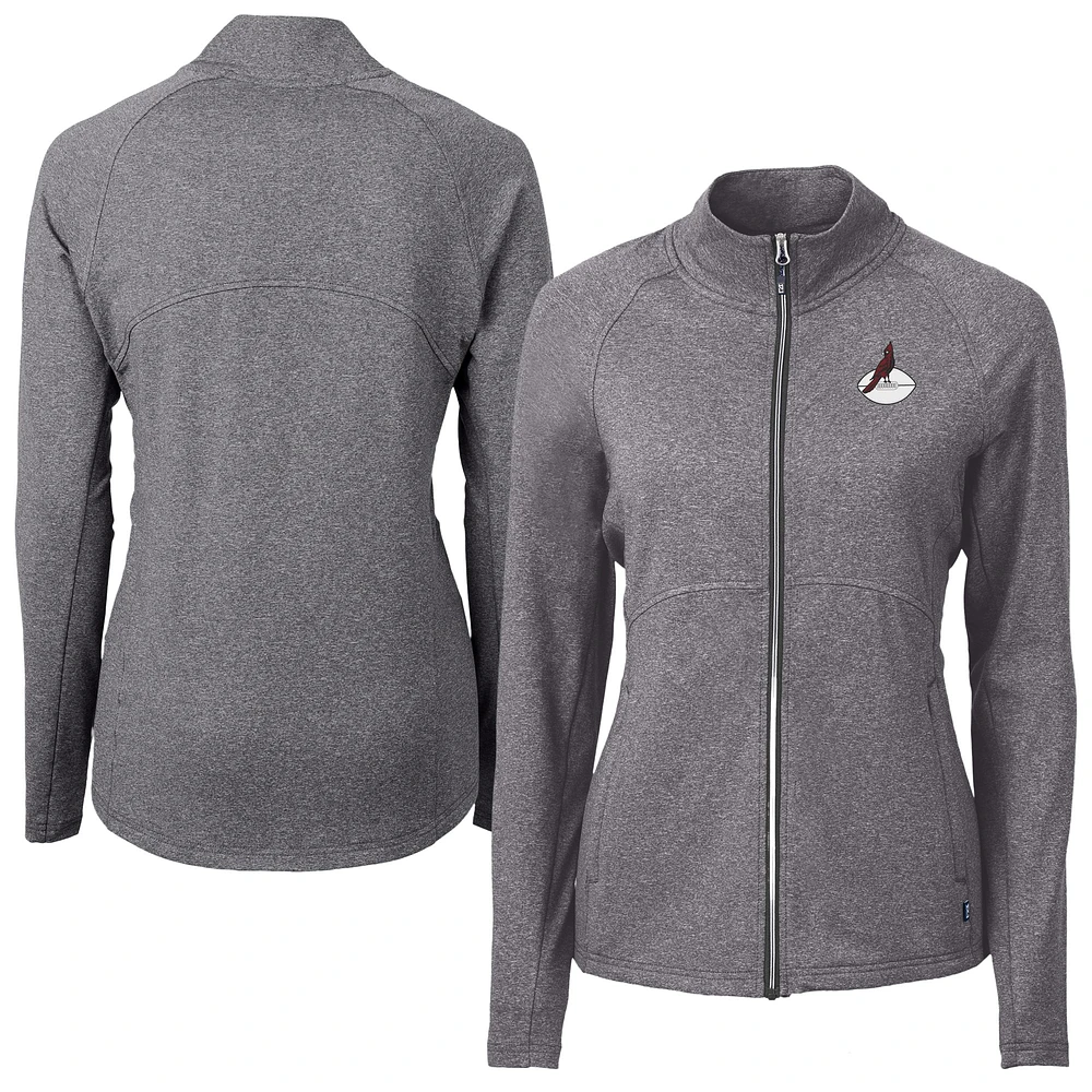 Women's Cutter & Buck Heather Black Arizona Cardinals Adapt Eco Knit Full-Zip Jacket