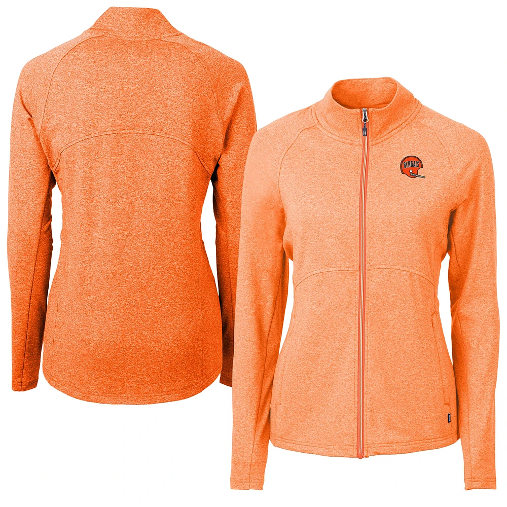 Women's Cutter & Buck Heather Orange Cincinnati Bengals Adapt Eco Knit Full-Zip Jacket
