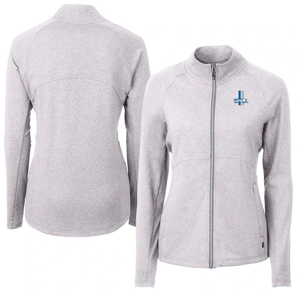 Women's Cutter & Buck Heather Gray Detroit Lions Adapt Eco Knit Full-Zip Jacket
