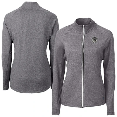 Women's Cutter & Buck Heather Black Las Vegas Raiders Adapt Eco Knit Full-Zip Jacket