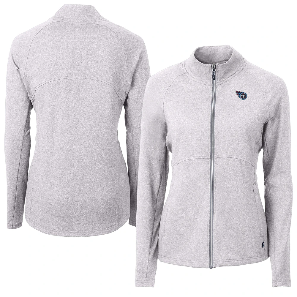Women's Cutter & Buck Heather Gray Tennessee Titans Adapt Eco Knit Full-Zip Jacket