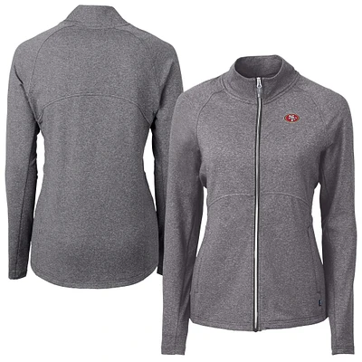 Women's Cutter & Buck Heather Black San Francisco 49ers Adapt Eco Knit Full-Zip Jacket