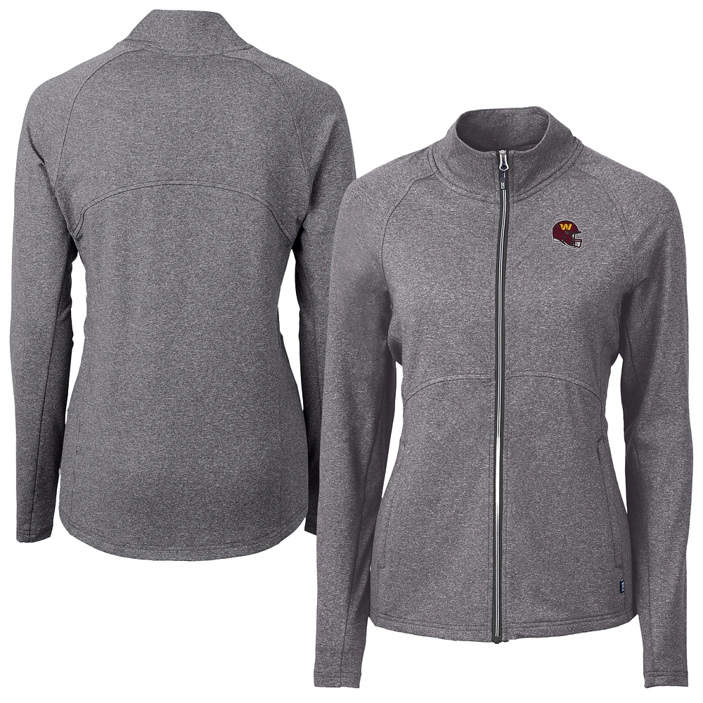 Women's Cutter & Buck Heather Black Washington Commanders Adapt Eco Knit Full-Zip Jacket