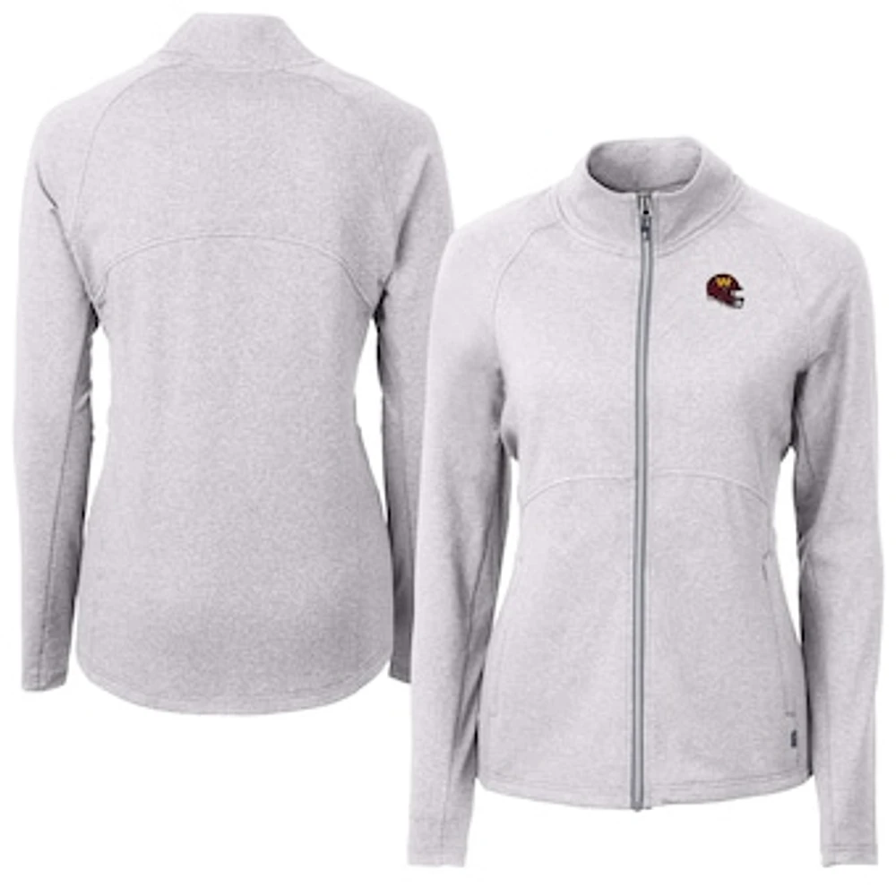 Women's Cutter & Buck Heather Gray Washington Commanders Adapt Eco Knit Full-Zip Jacket