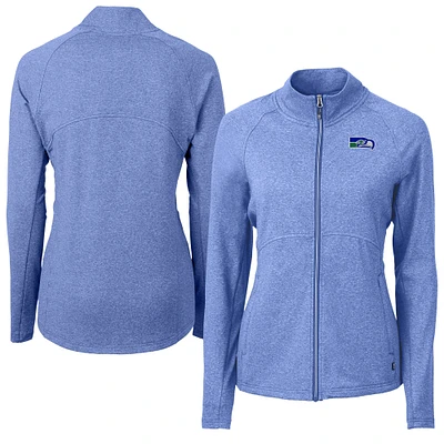 Women's Cutter & Buck Heather Blue Seattle Seahawks Adapt Eco Knit Full-Zip Jacket