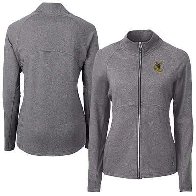 Women's Cutter & Buck Heather Black Pittsburgh Steelers Adapt Eco Knit Full-Zip Jacket