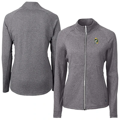 Women's Cutter & Buck Heather Black Green Bay Packers Adapt Eco Knit Full-Zip Jacket