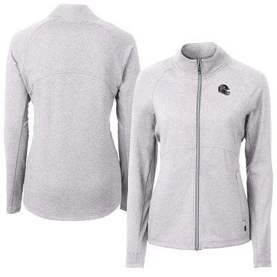 Women's Cutter & Buck Heather Gray Atlanta Falcons Adapt Eco Knit Full-Zip Jacket