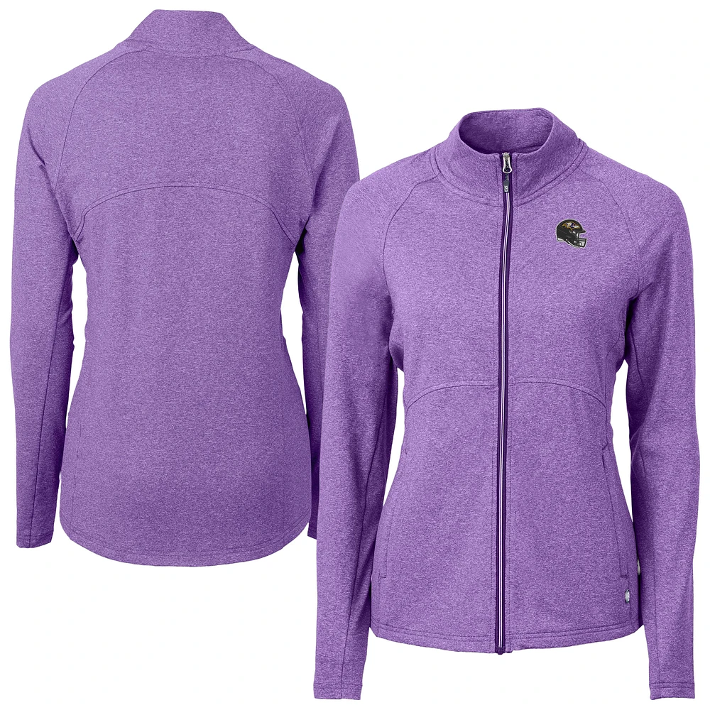 Women's Cutter & Buck Heather Purple Baltimore Ravens Adapt Eco Knit Full-Zip Jacket