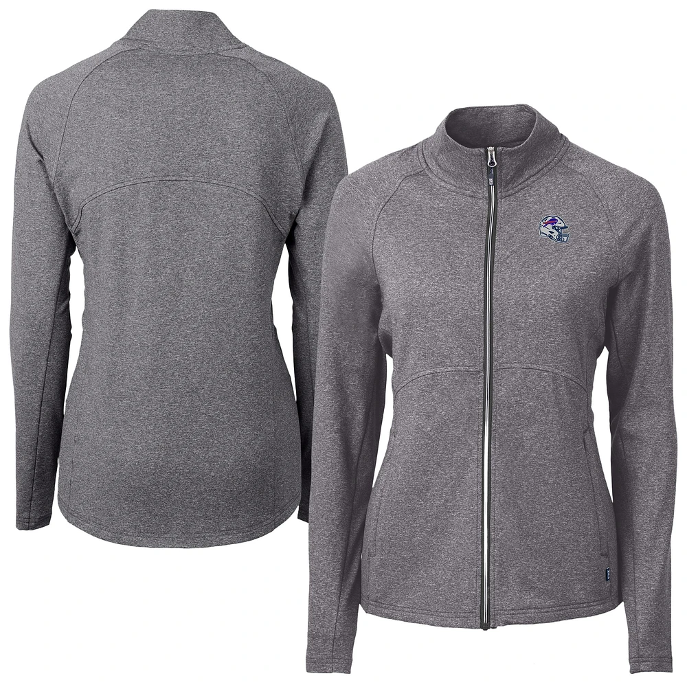 Women's Cutter & Buck Heather Black Buffalo Bills Adapt Eco Knit Full-Zip Jacket