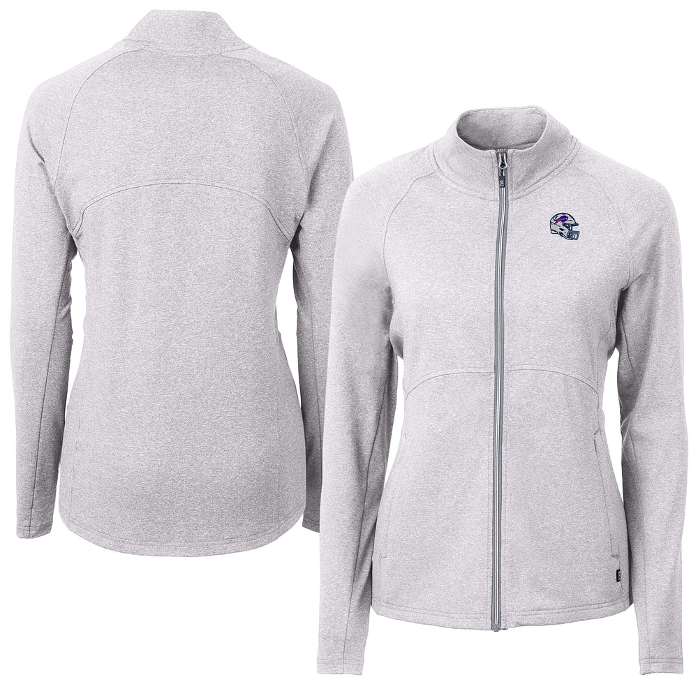 Women's Cutter & Buck Heather Gray Buffalo Bills Adapt Eco Knit Full-Zip Jacket