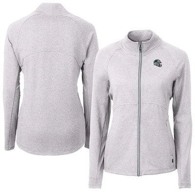 Women's Cutter & Buck Heather Gray Carolina Panthers Adapt Eco Knit Full-Zip Jacket