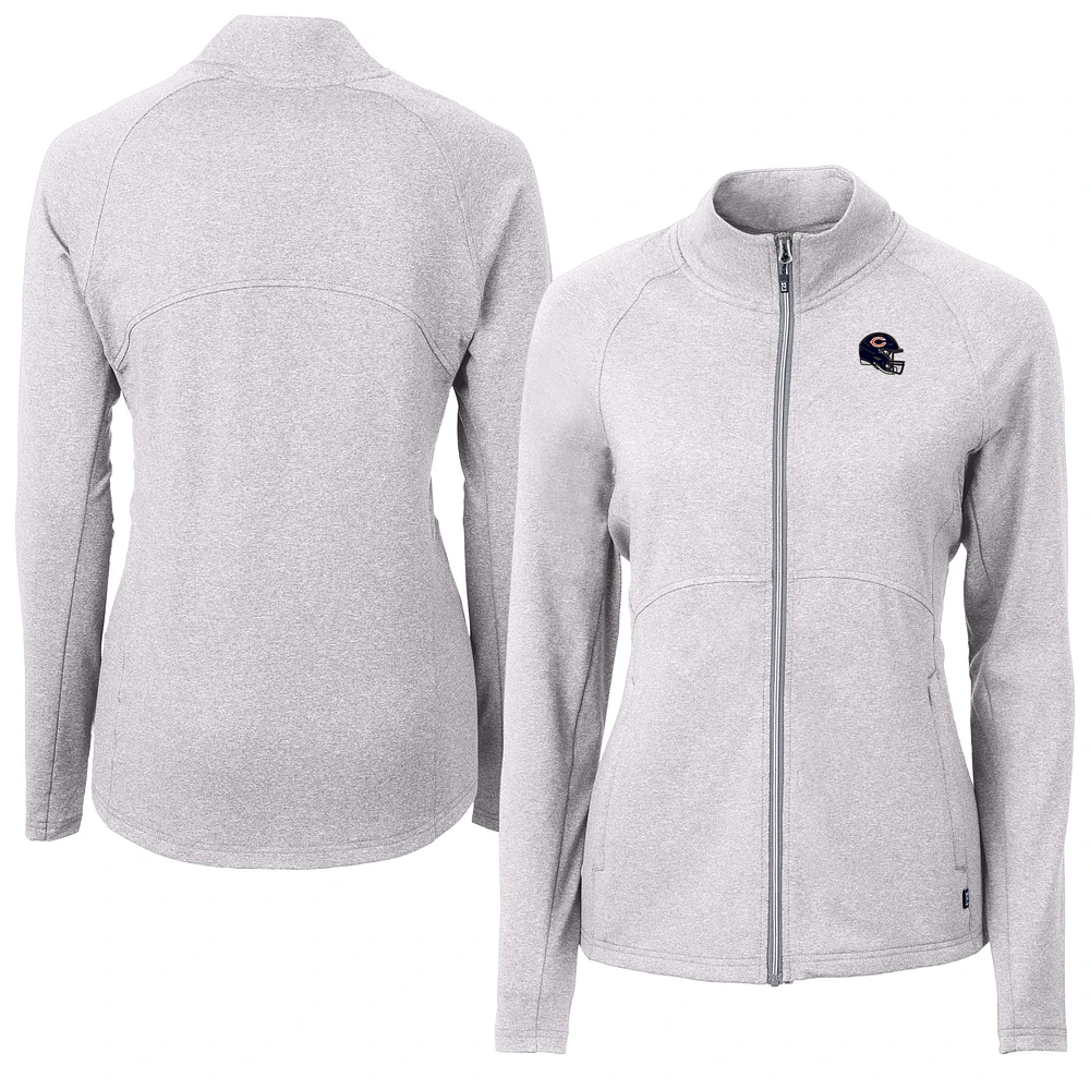 Women's Cutter & Buck Heather Gray Chicago Bears Adapt Eco Knit Full-Zip Jacket