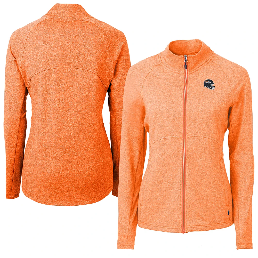 Women's Cutter & Buck Heather Orange Denver Broncos Adapt Eco Knit Full-Zip Jacket