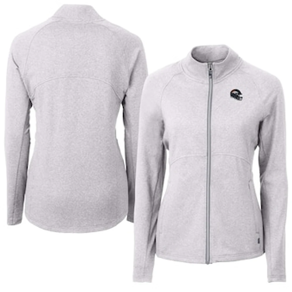 Women's Cutter & Buck Heather Gray Denver Broncos Adapt Eco Knit Full-Zip Jacket