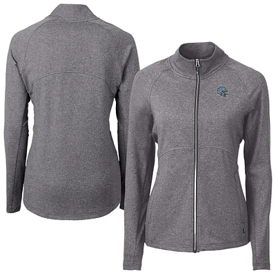 Women's Cutter & Buck Heather Black Detroit Lions Adapt Eco Knit Full-Zip Jacket