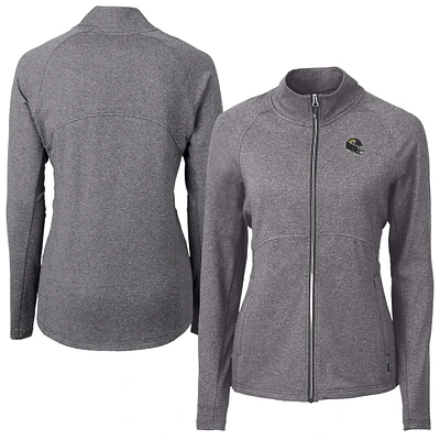 Women's Cutter & Buck Heather Black Jacksonville Jaguars Adapt Eco Knit Full-Zip Jacket