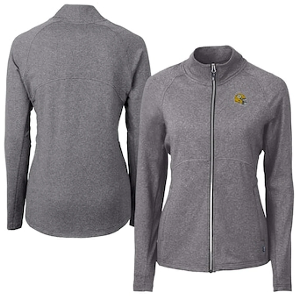 Women's Cutter & Buck Heather Black Green Bay Packers Adapt Eco Knit Full-Zip Jacket