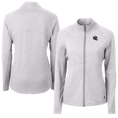 Women's Cutter & Buck Heather Gray Jacksonville Jaguars Adapt Eco Knit Full-Zip Jacket