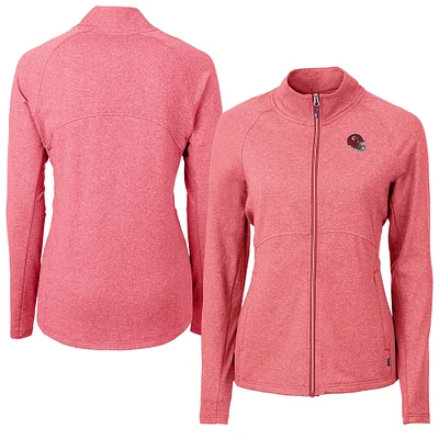 Women's Cutter & Buck Heather Red Kansas City Chiefs Adapt Eco Knit Full-Zip Jacket