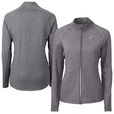 Women's Cutter & Buck Heather Black Miami Dolphins Adapt Eco Knit Full-Zip Jacket