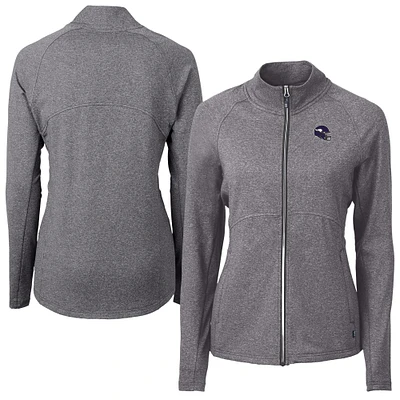 Women's Cutter & Buck Heather Black Minnesota Vikings Adapt Eco Knit Full-Zip Jacket