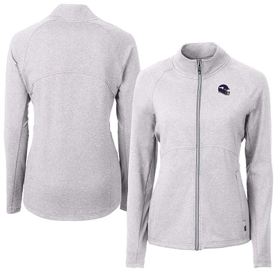 Women's Cutter & Buck Heather Gray Minnesota Vikings Adapt Eco Knit Full-Zip Jacket