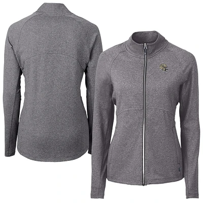 Women's Cutter & Buck Heather Black New Orleans Saints Adapt Eco Knit Full-Zip Jacket