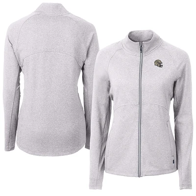 Women's Cutter & Buck Heather Gray New Orleans Saints Adapt Eco Knit Full-Zip Jacket