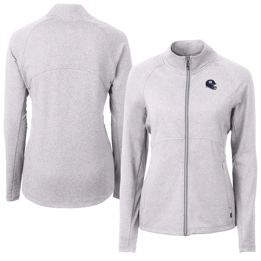 Women's Cutter & Buck Heather Gray New York Giants Adapt Eco Knit Full-Zip Jacket