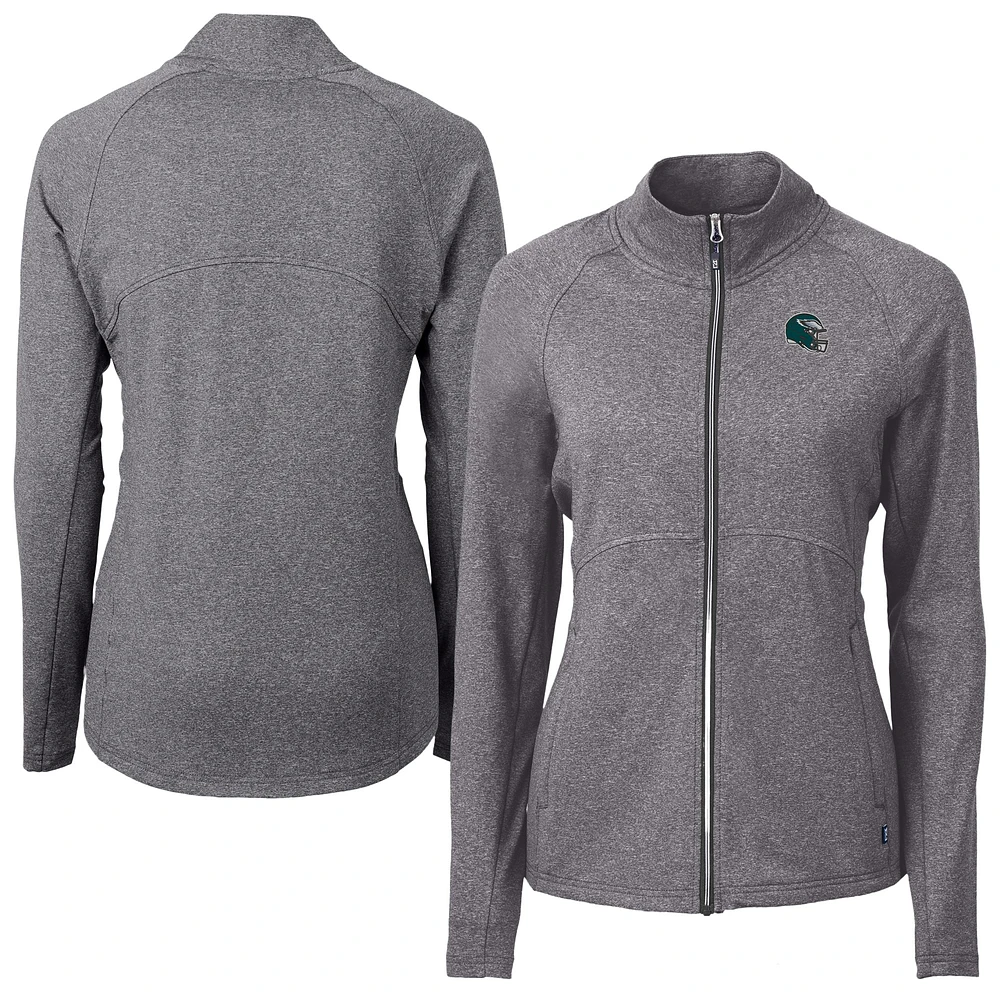 Women's Cutter & Buck Heather Black Philadelphia Eagles Adapt Eco Knit Full-Zip Jacket