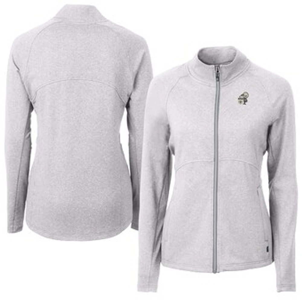 Women's Cutter & Buck Heather Gray New Orleans Saints Adapt Eco Knit Full-Zip Jacket