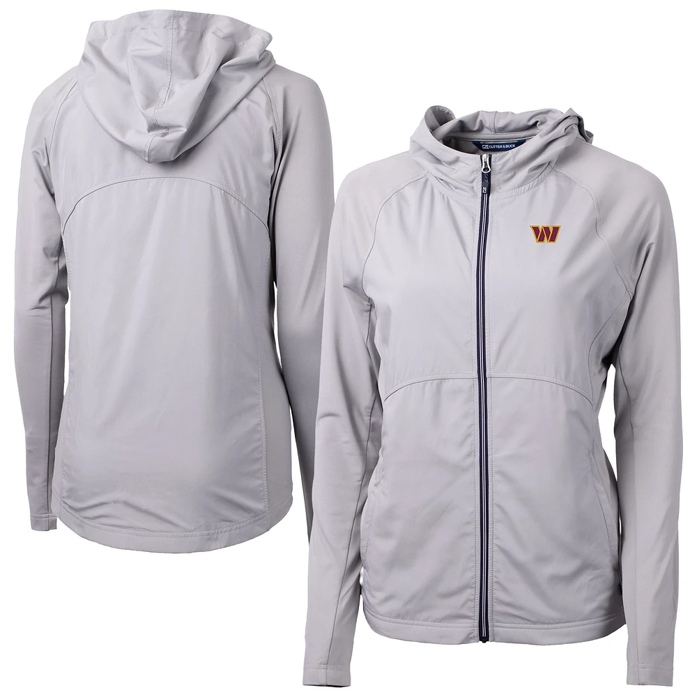 Women's Cutter & Buck Gray Washington Commanders Primary Adapt Eco Knit Hybrid Recycled Full-Zip Jacket