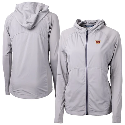 Women's Cutter & Buck Gray Washington Commanders Primary Adapt Eco Knit Hybrid Recycled Full-Zip Jacket