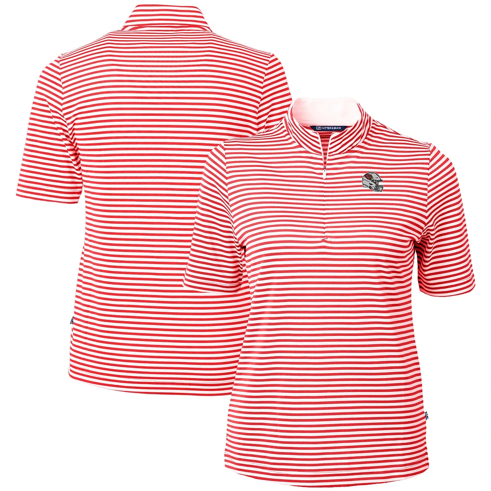 Women's Cutter & Buck Red Arizona Cardinals Helmet Logo Virtue Eco Pique Stripe Recycled Quarter-Zip Top