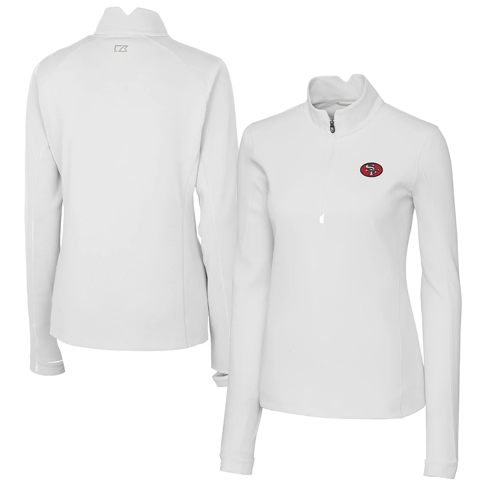Women's Cutter & Buck White San Francisco 49ers Traverse Stretch Quarter-Zip Pullover Top