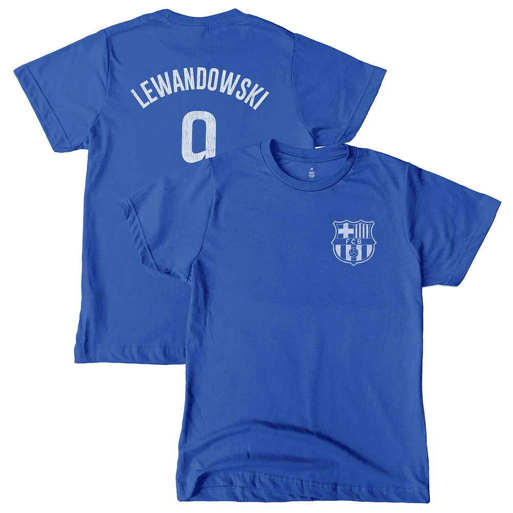 Youth 1863FC Robert Lewandowski Blue Barcelona Player T-Shirt