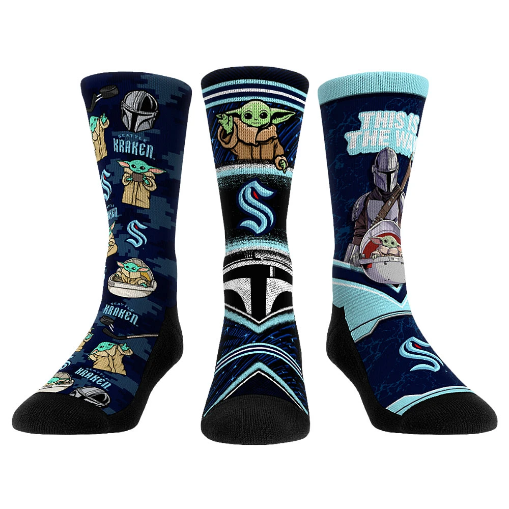 Unisex Rock Em Socks Seattle Kraken The Mandalorian 3-Pack Crew
