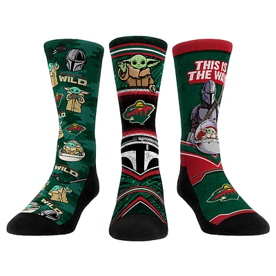 Unisex Rock Em Socks Minnesota Wild The Mandalorian 3-Pack Crew
