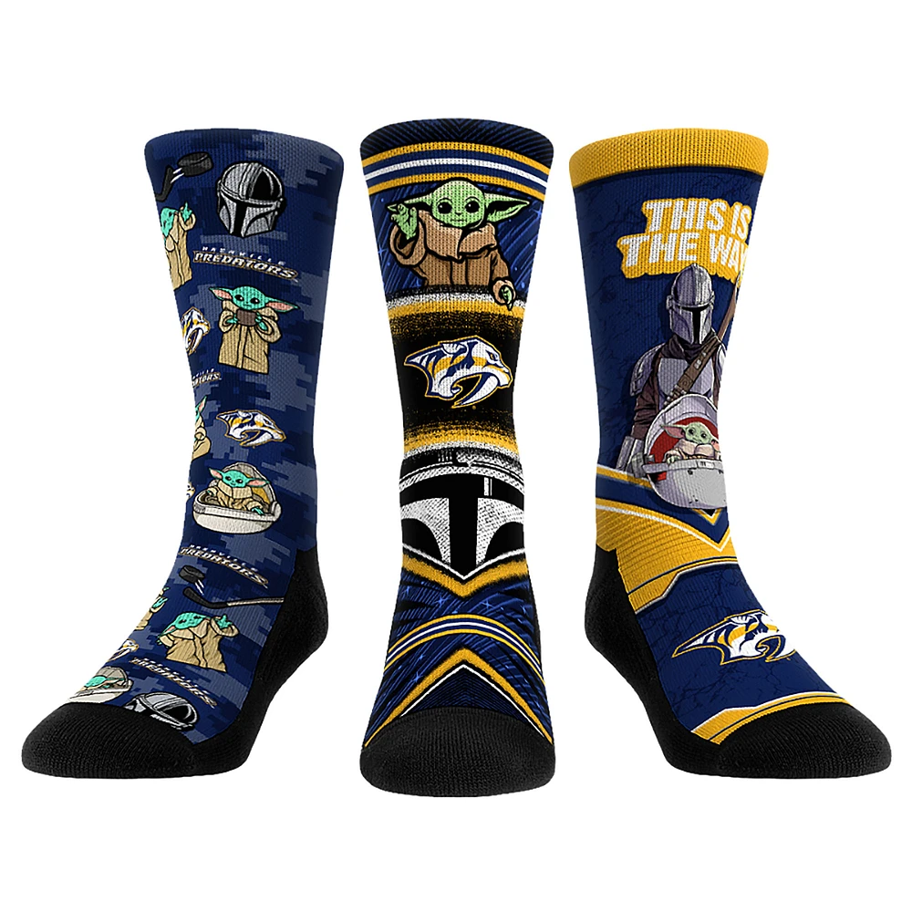 Unisex Rock Em Socks Nashville Predators The Mandalorian 3-Pack Crew