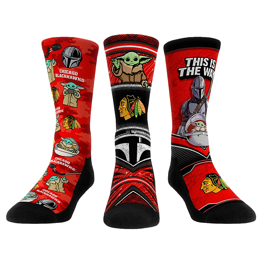 Unisex Rock Em Socks Chicago Blackhawks The Mandalorian 3-Pack Crew