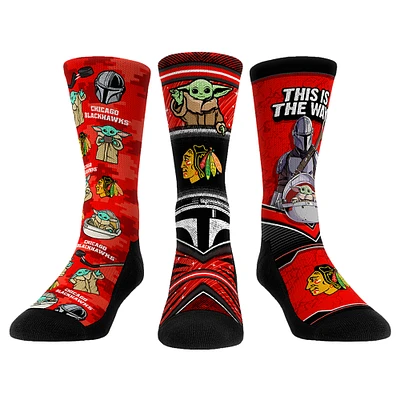 Unisex Rock Em Socks Chicago Blackhawks The Mandalorian 3-Pack Crew