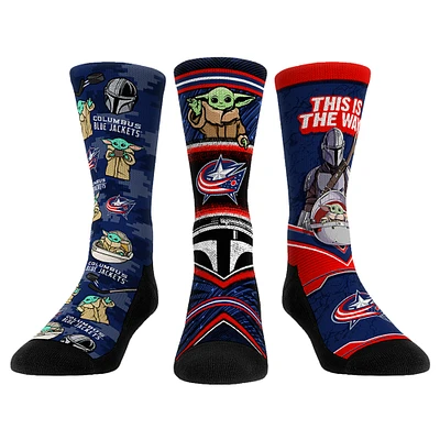 Unisex Rock Em Socks Columbus Blue Jackets The Mandalorian 3-Pack Crew