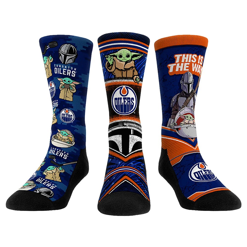 Unisex Rock Em Socks Edmonton Oilers The Mandalorian 3-Pack Crew