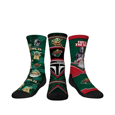 Youth Rock Em Socks Minnesota Wild The Mandalorian 3-Pack Crew