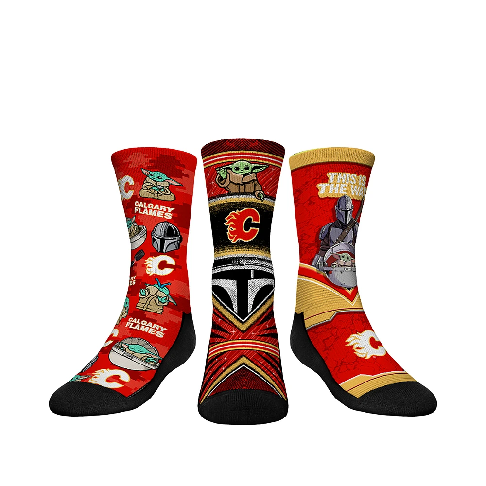 Youth Rock Em Socks Calgary Flames The Mandalorian 3-Pack Crew