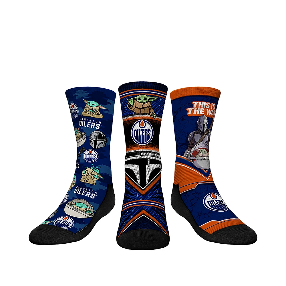 Youth Rock Em Socks Edmonton Oilers The Mandalorian 3-Pack Crew